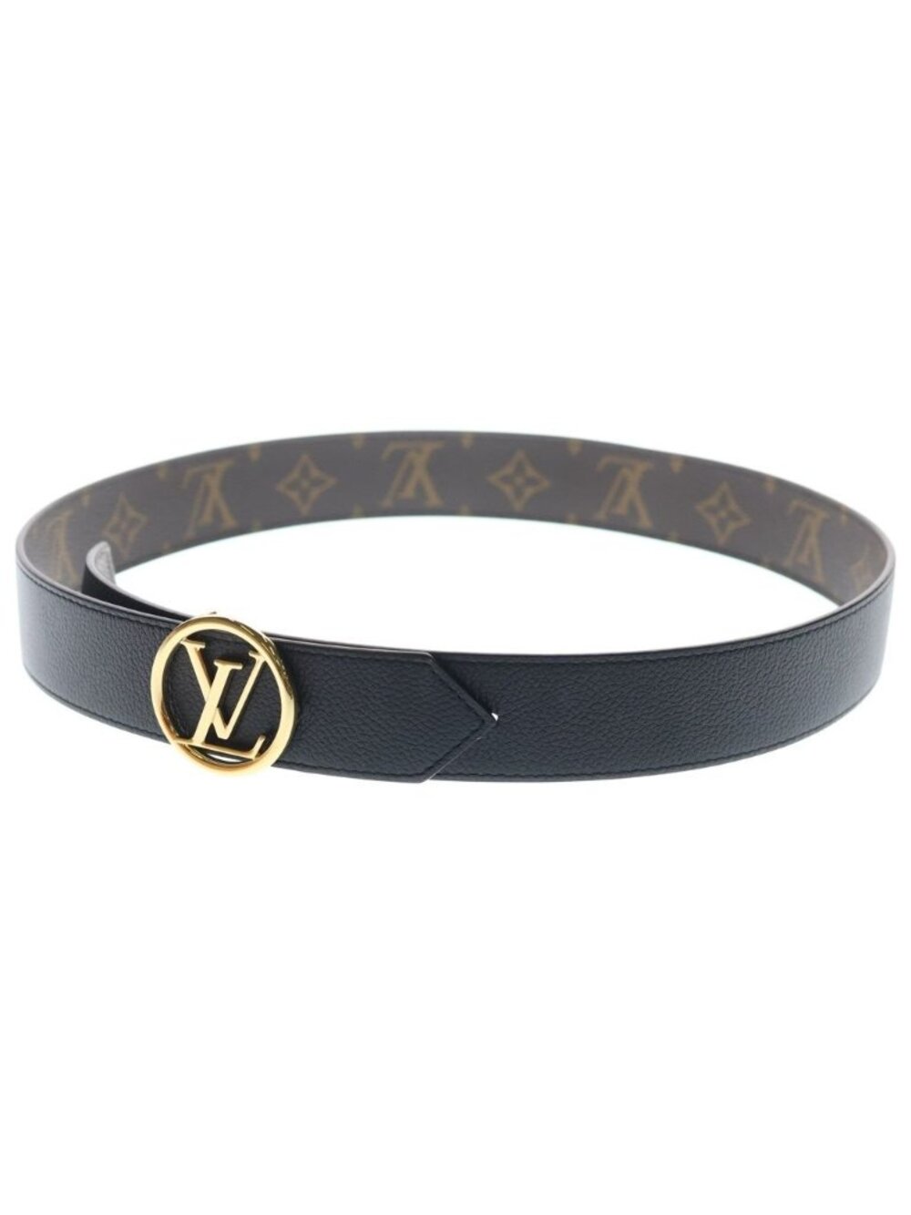 Louis Vuitton Ceinture LV Buckle Monogram Reversible Belt Gold Brown